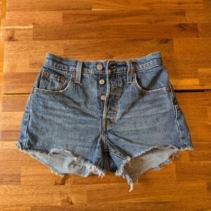 Levi's High-Rise Button-Fly Distressed Denim Shorts